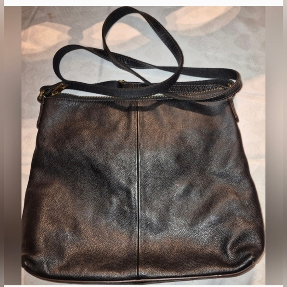 Lot Of 2 FOSSIL Leather Shoulder Bags 10"x8.5, Great Shape, Brown & Black - Picture 9 of 11